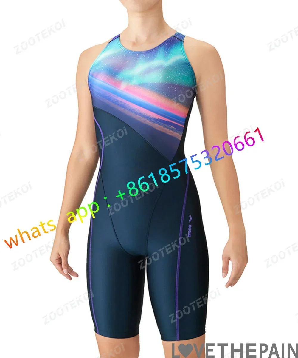 Trajes de baño para mujer Traje de baño de secado rápido Traje de baño profesional hasta la rodilla Traje de baño de entrenamiento deportivo de una pieza Traje de baño de surf en la playa