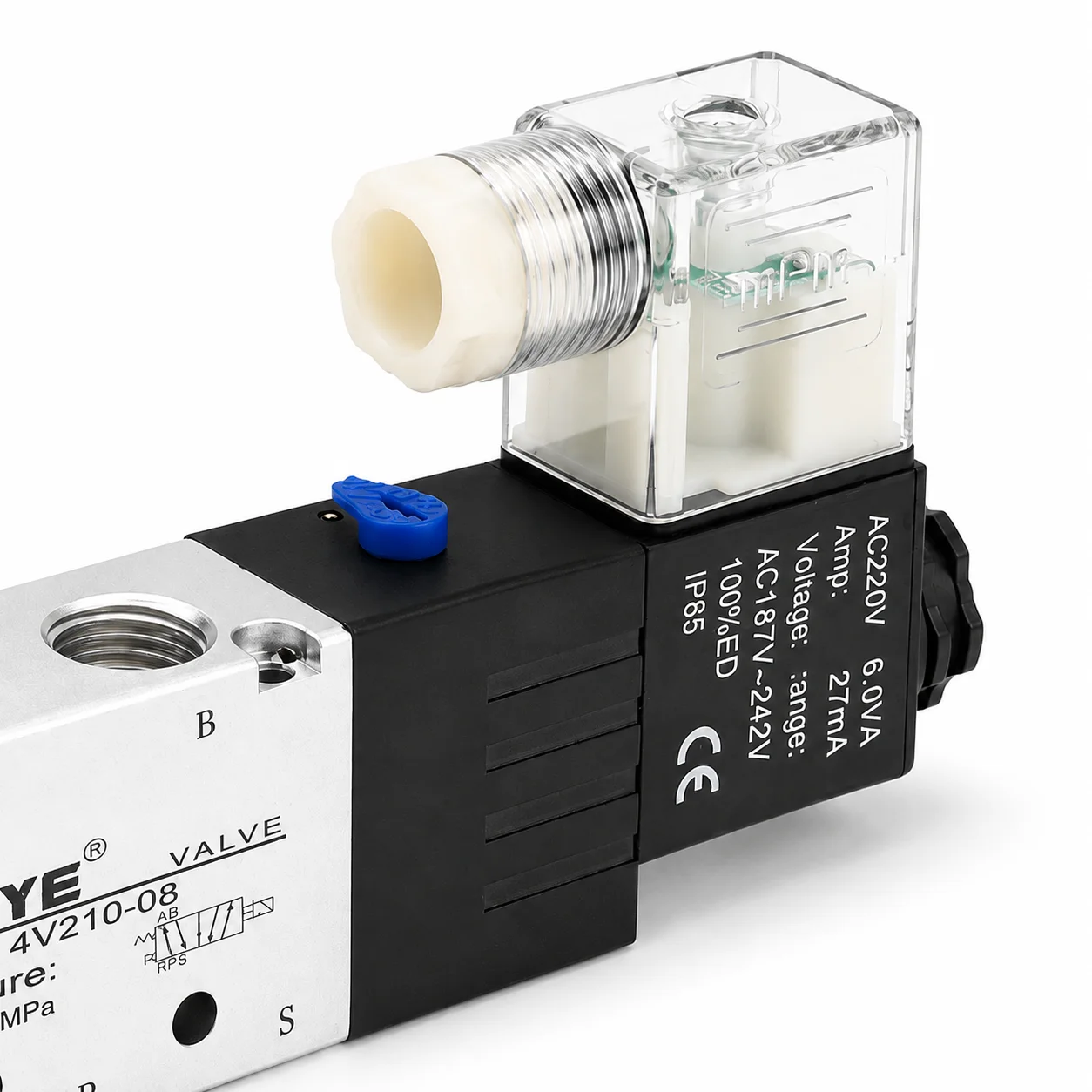 ZONYE 4V210-08 Pneumatic Solenoid Valve 5 Way 2 Position Air Control Valve DC12V DC24V AC220V with 4mm-16mm Push-in Fittings