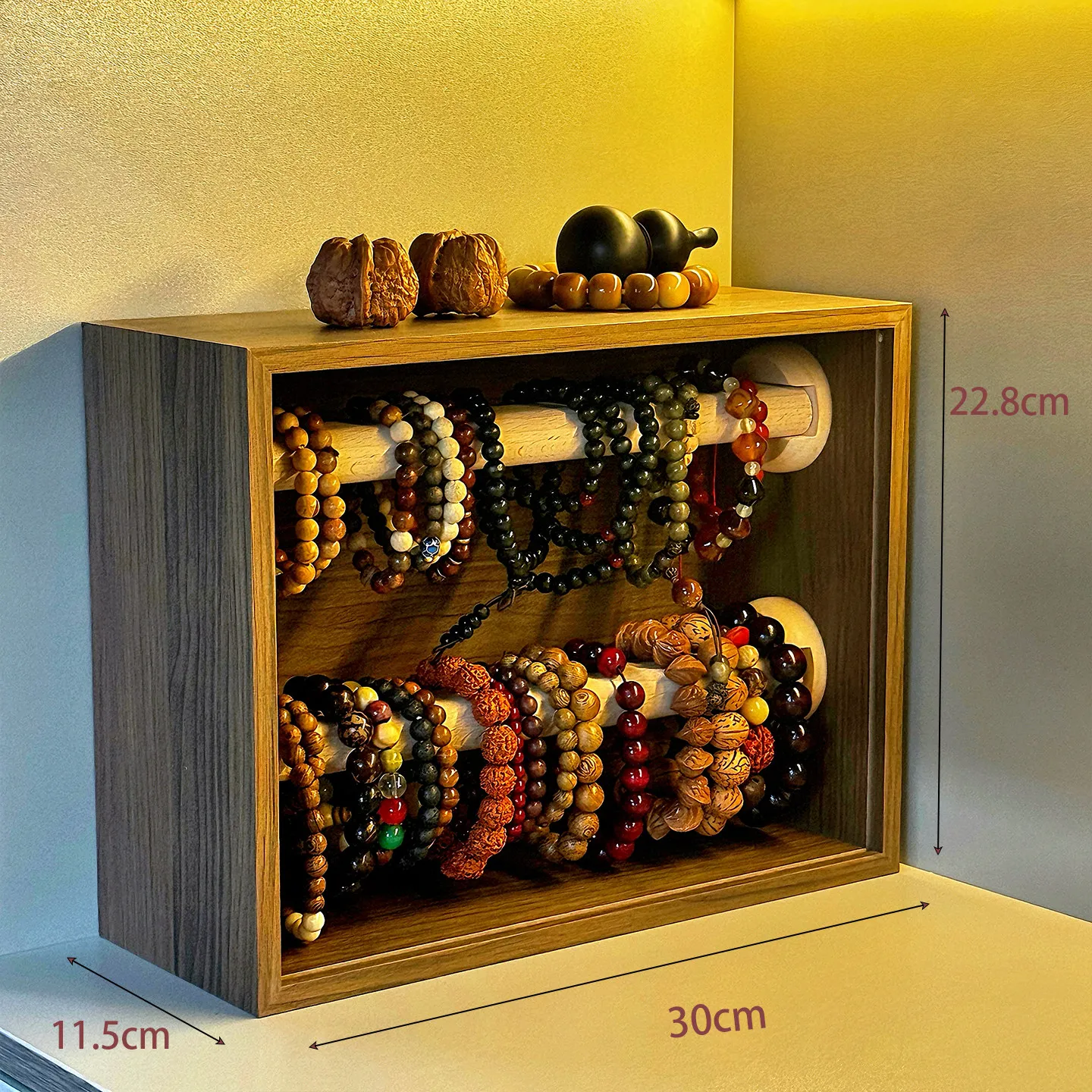 Luxury Large Capacity Wooden Dust Proof Jewelry Display Cabinet Bracelet Hand Ornament Bead Storage Organizer Box