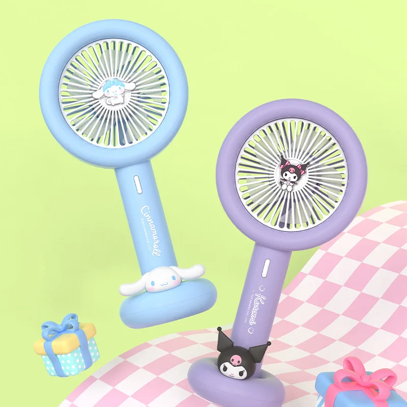 Sanrio Handheld Small Fan Cinnamoroll Pochacco Kuromi Portable Handheld Fan Summer Office Desk Student Desktop Fan Usb Charging