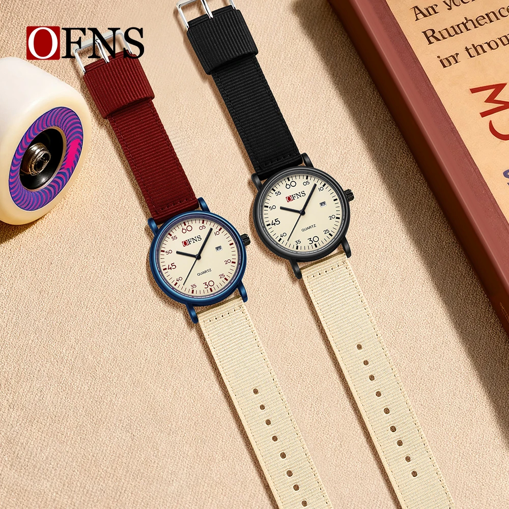 OFNS 1593 Student Watch Calendar 3ATM Waterproof, Lightweight, Retro, Color Contrasting, Lightweight, Durable, Large Numbers