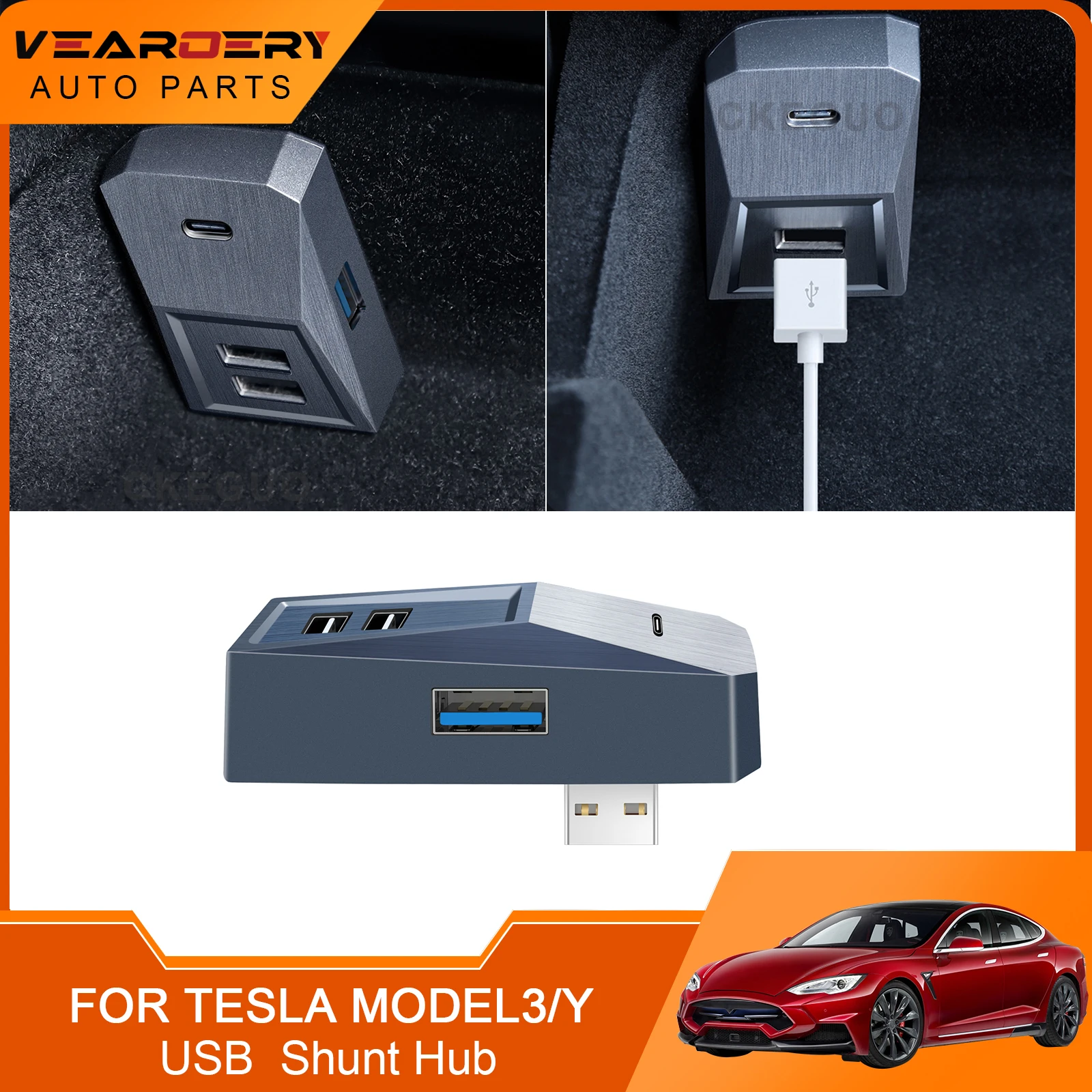 Porte Hub USB 4 in 1 per Tesla Model 3 Y 2017-2022 2023 globebox USB Spiliter ricambi Auto