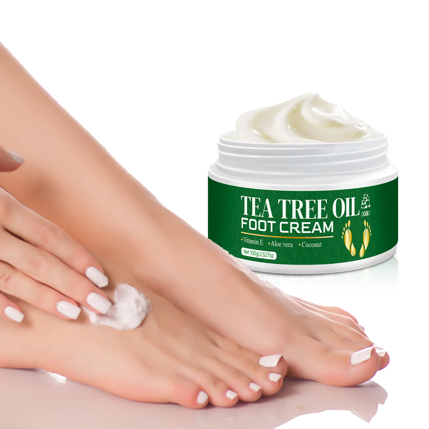 Crema para pies con aceite de árbol de té con aloe vera, manteca de aguacate y vitamina E - Hidratación profunda hipoalergénica