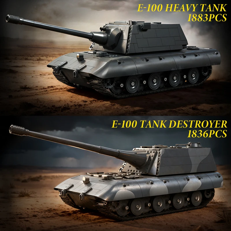 

Military WW2 Germany Panzer VIII Maus Heavy Tank Model Building Blocks Technical E-100 Tank Destroyer MOC Bricks Toys Kids Gift
