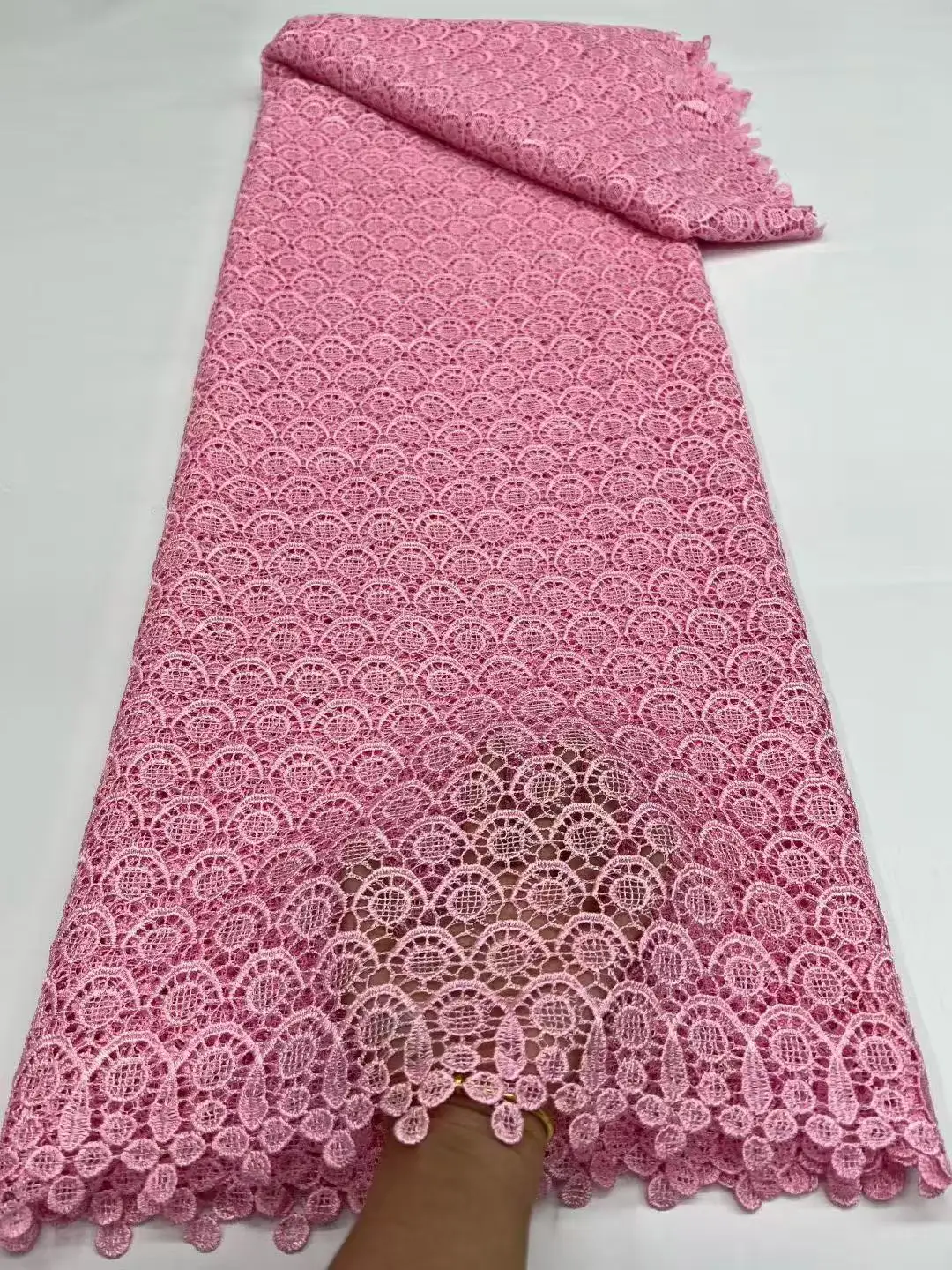 Telas de encaje de cordón de guipur africano para mujer, tela de encaje nigeriano soluble en agua, vestidos de novia, alta calidad, último, 5 yardas