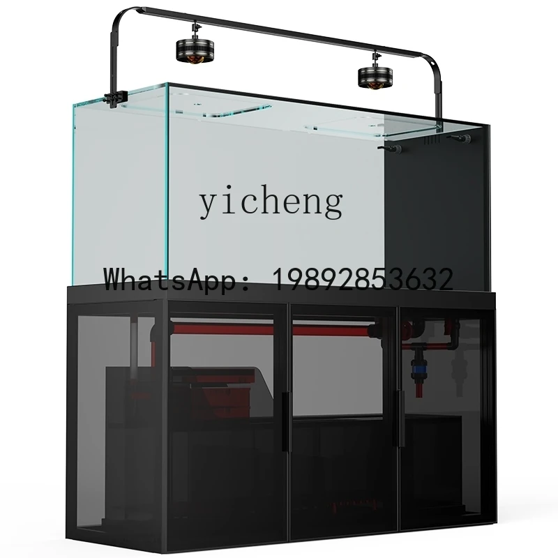 fish tank aquarium large living room ultra-white glass bottom filter integrated arowana tank stream tank