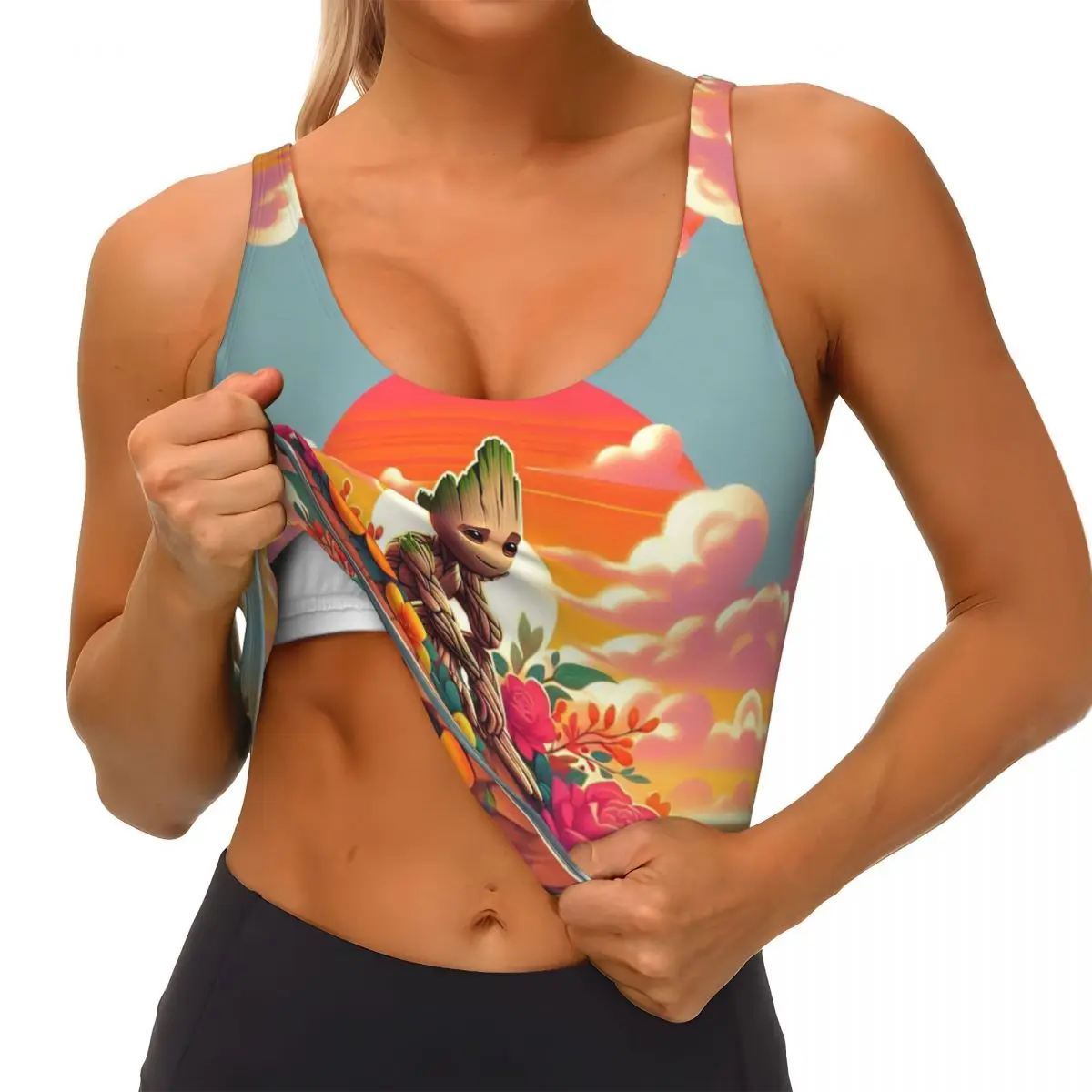 Custom Groot Character High Impact Sportbeha 'S Vrouwen Naadloze Workout Running Crop Tank Tops