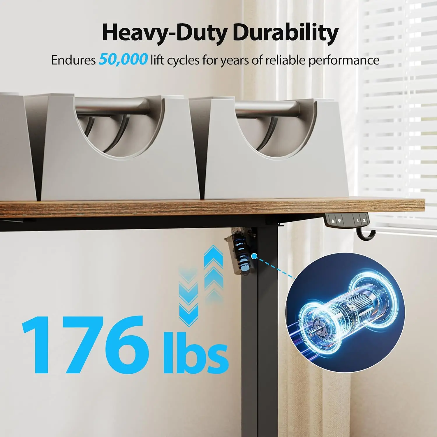 Height Adjustable Electric Standing Desk 55x28 Inch Rustic Brown, Customized