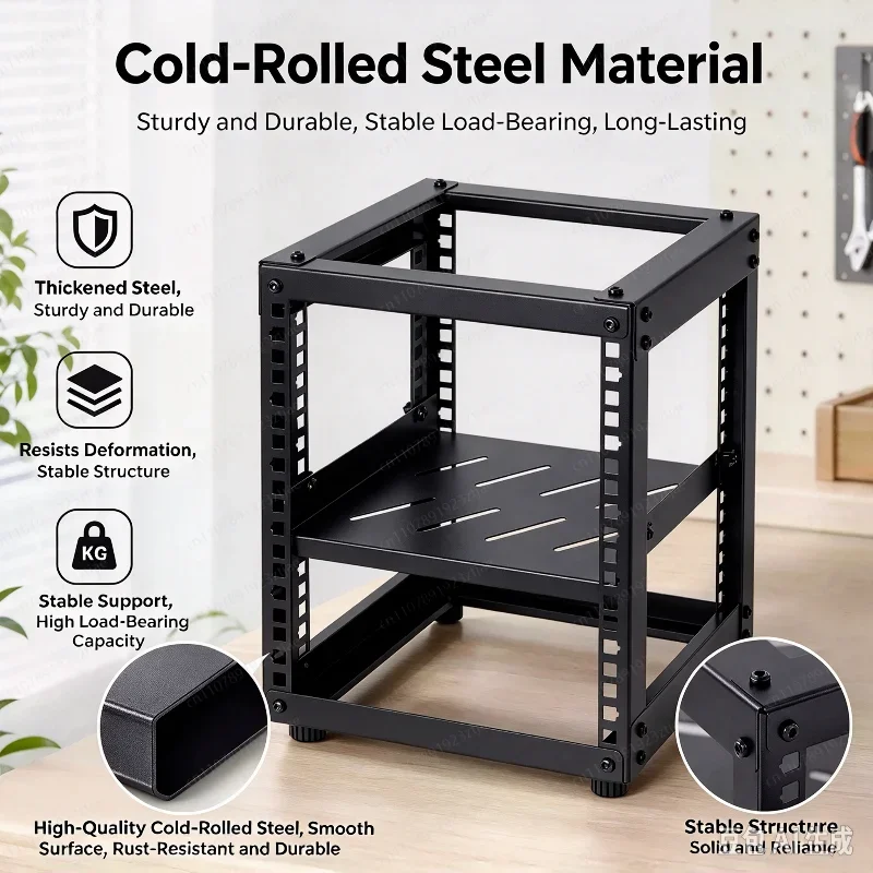 10 Inch Open Frame Desktop Cabinet, NAS & Router Storage Rack for Network Switch & Homelab
