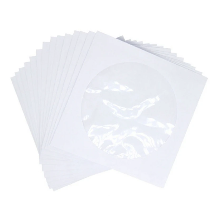 100Pcs 8cm Protective Paper Sleeves Transparent VCD Package Portable Storage Box For Home Cinema Accessories