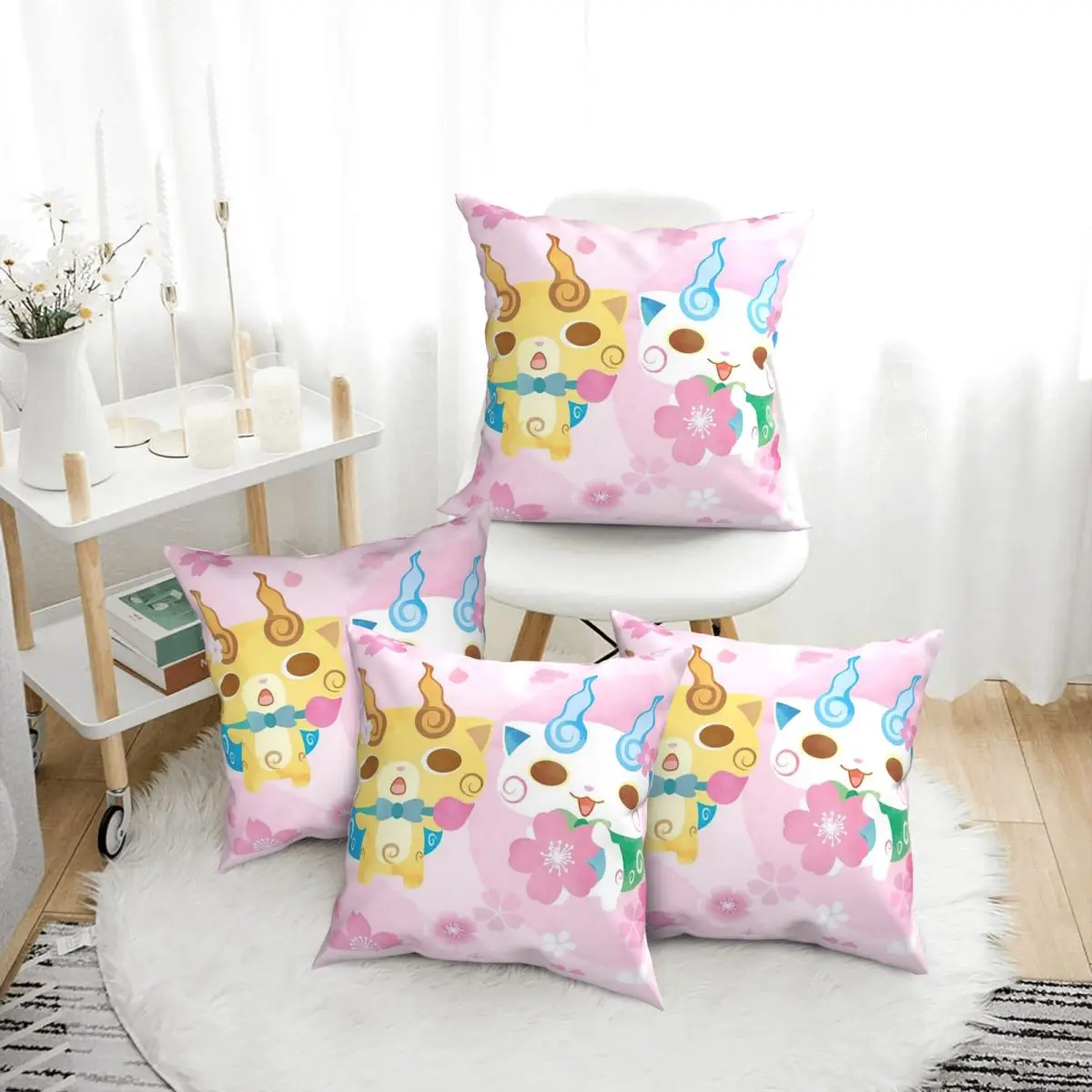 

Yo-Kai Watch Cartoon Game 4pcs Square Pillowcase Pillow Cover Cushion Decor Comfort Throw Pillow for Home Living Room