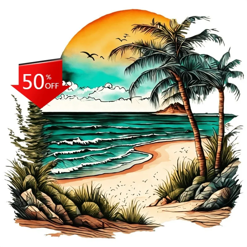 

Tropical Sticker The Palm Trees And Ocean Breeze Is Heaven Car Windows Windshield Luggage