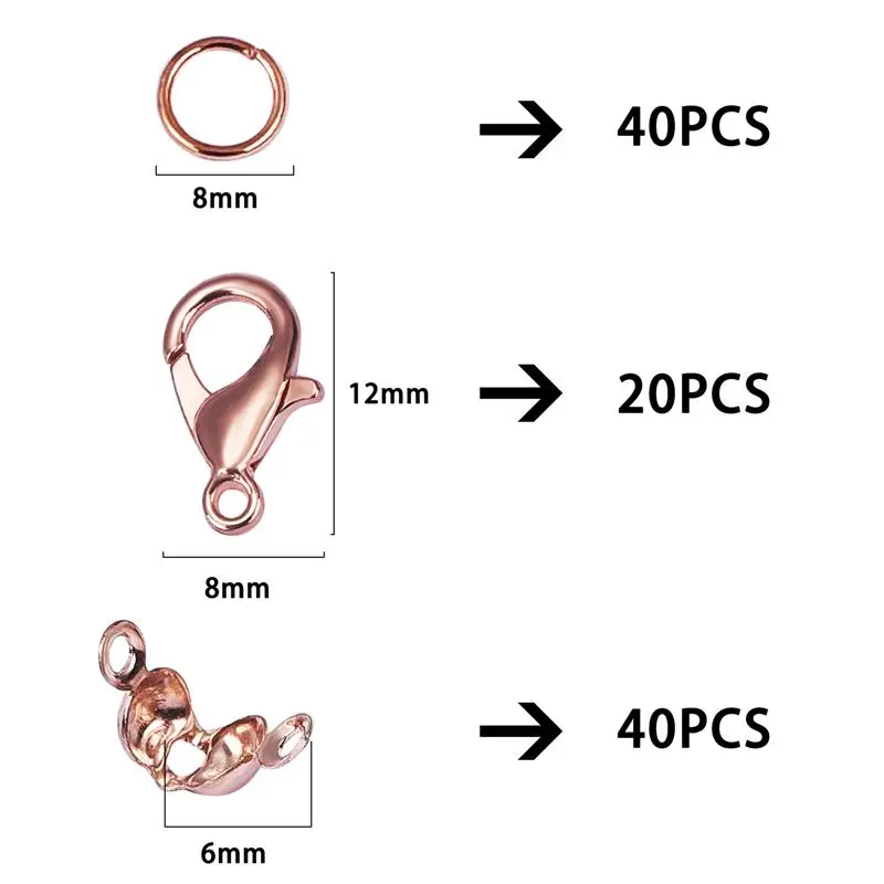 100pcs/Lot Lobster Clasp Sets Jump Rings Connectors Crimp End Kit For Bracelet Necklace DIY Jewelry Making Findings Wholesale