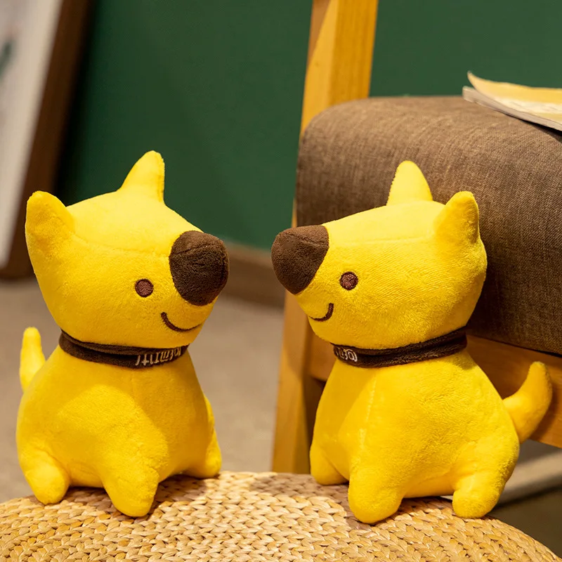 Simpatico cucciolo di cane giallo carino peluche bambola di cane di peluche compagnia per bambini per lenire la bambola Muppet regali giocattolo Kawaii