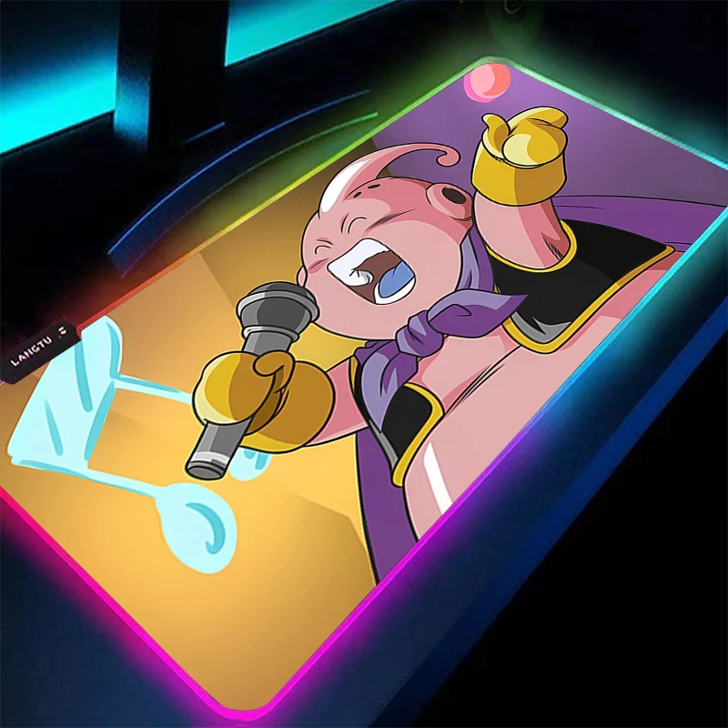 

RGB Mouse Pad DBZ Dragon Ball Majin Buu XXL Gaming Accessories Varmilo Keyboard Computer Desk Mat Carpet Backlight LED Mousepad
