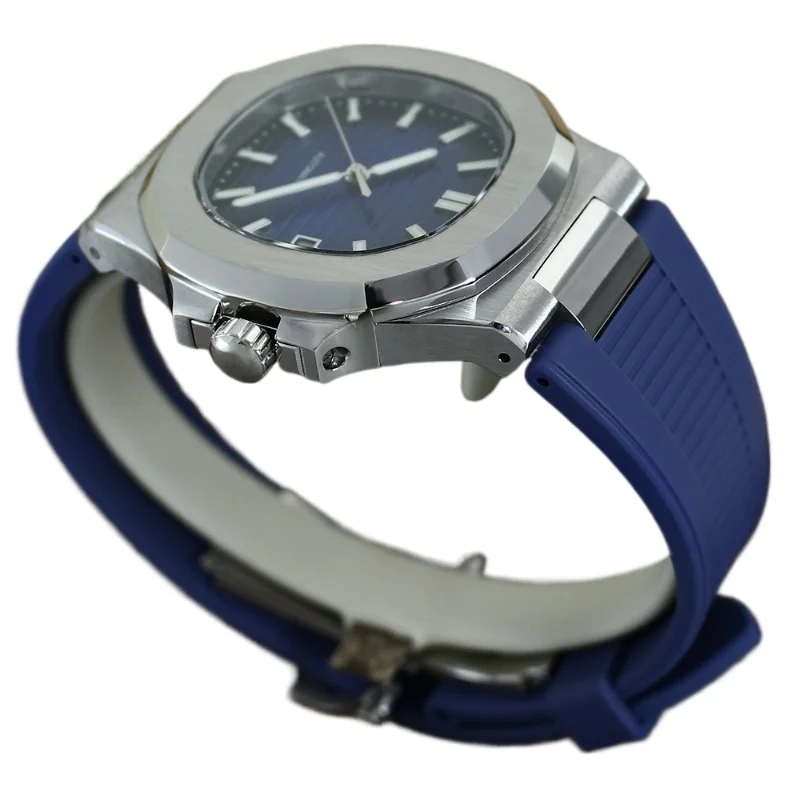 لساعة تجميع عيار NH35 تعديل لطراز نوتيلوس 316L حافظة من الفولاذ المقاوم للصدأ حزام مطاطي حرفي مضيء #2