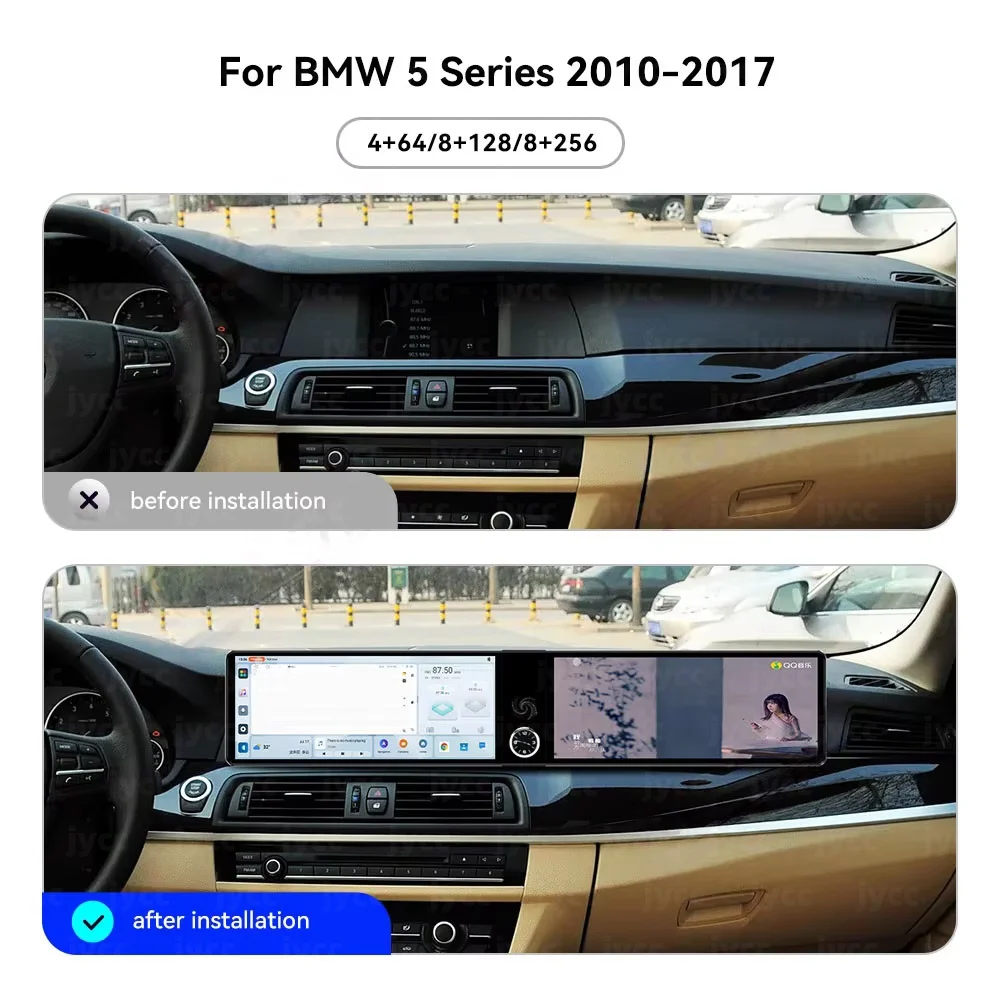 Dual Screen For BMW 5 Series F10 F11 2011 2012 2013 2014 2015 -2017 CarPlay Auto Stereo Car Radio GPS Navigation Video Player