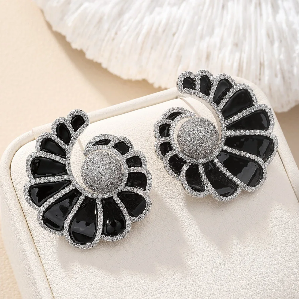 

missvikki Romantic Luxury Fashion Shell Shape Stud Earrings For Women Wedding Party CZ Bridal Earrings Trendy Jewelry