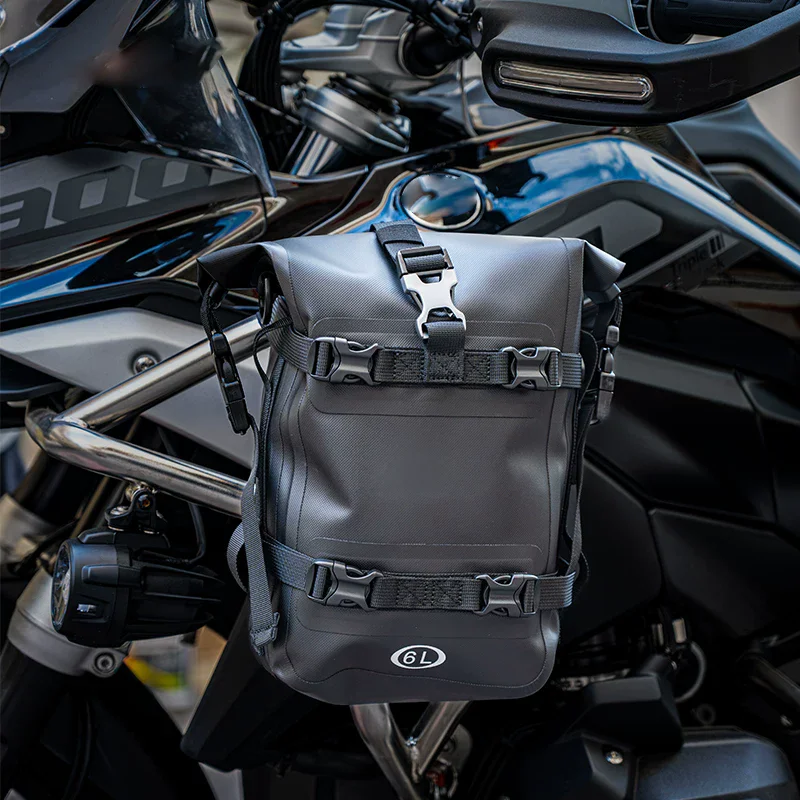 Motorcycle handguard bag, waterproof side oil bag, 6-liter universal side bag, TUP material, motorcycle travel equipment