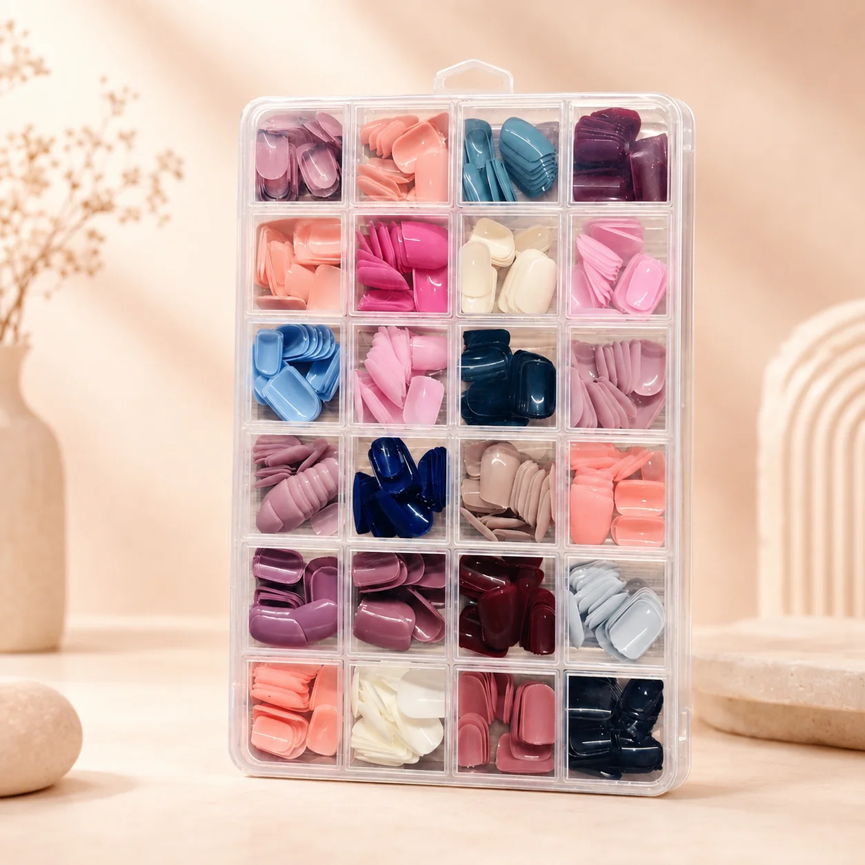 576pcs 24-Color Short Square Press-On Nails, Multicolor Full-Coverage False Nails, Suitable for Women's Daily Wear and Shopping