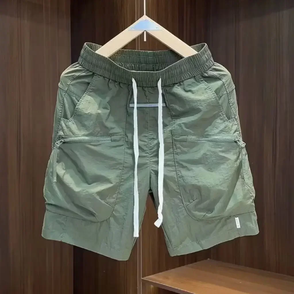 LIBIELIY Japanese Shorts Men's Fashion All-Match Fashion Brand Casual Working Pants Quick-Dry Pants Loose Straight Shorts Gym S