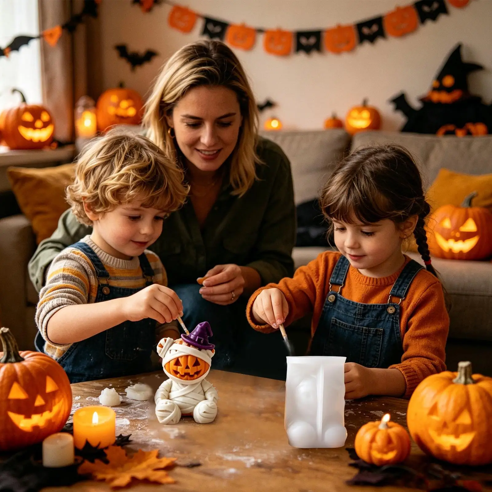 Halloween Candle Mold Easy Release Cute Pumpkin Bear DIY Handmade Candle Molds For Home Bakery Family Members DIY Enthusiasts
