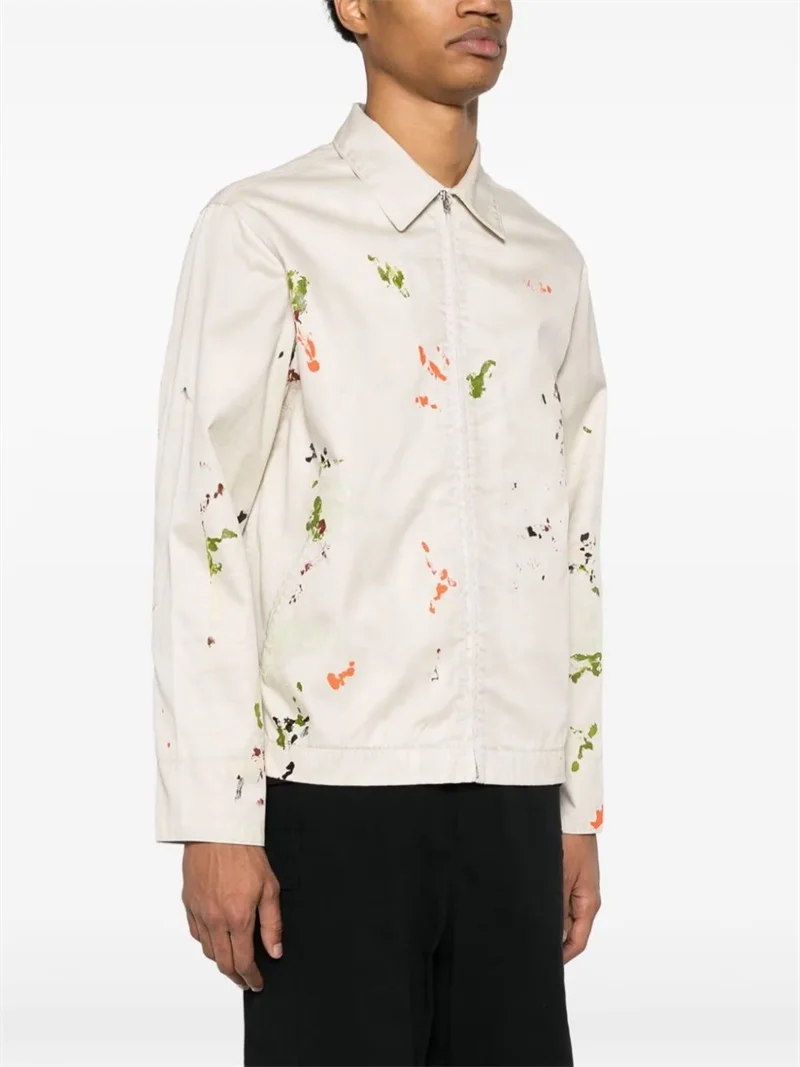 

Montecito Twill Jaet Men's Printed Sle Loose Fit Casual Spring Autumn Outerwear Long Sve Zipper Closure Coat