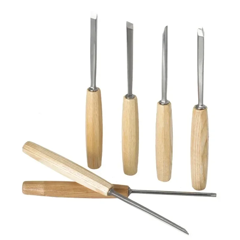 Woodworking Carving Chisel 6Pcs Kit HSS Wood Chisels Set Professional Chisels with Beech Handles Ergonomic Wood Carving Tools