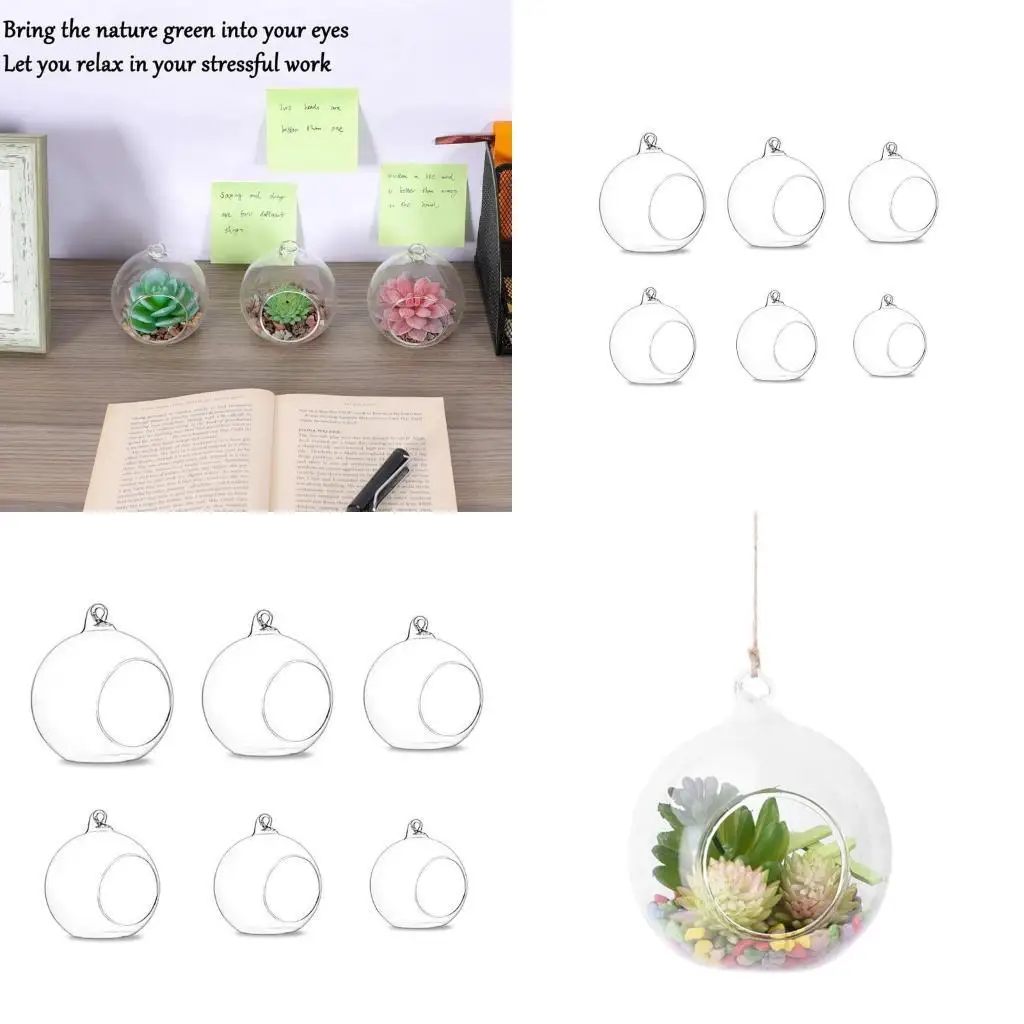 

G6KF Hanging Glass Terrarium Tealight Holder Home Succulents Vase Hanger