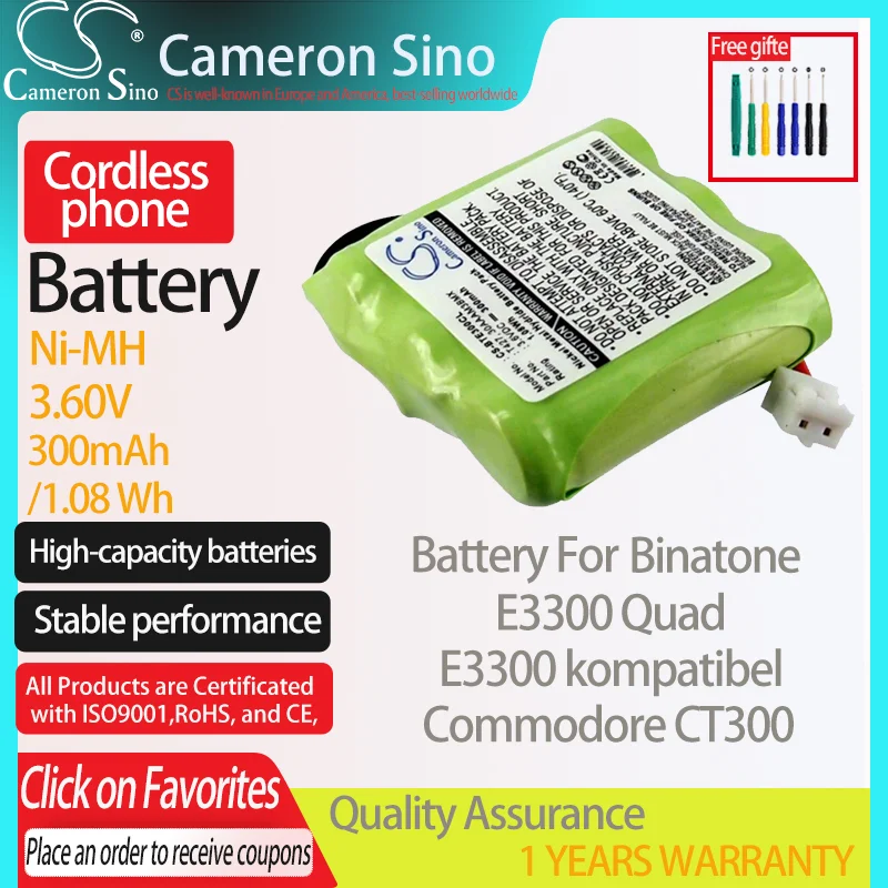 CameronSino Battery for Binatone E3300 Quad E3300 kompatibel Commodore CT300 fits GP T427 30AAAM3BMX Cordless phone Battery