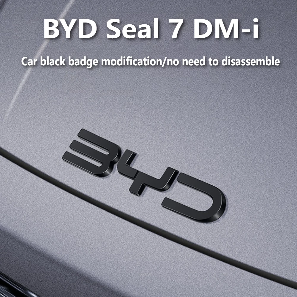 For BYD Seal 07 DM-i 2025 Front Emblem Decoration Rear Blackened Badge Cover Black Warrior Style Exterior Modification