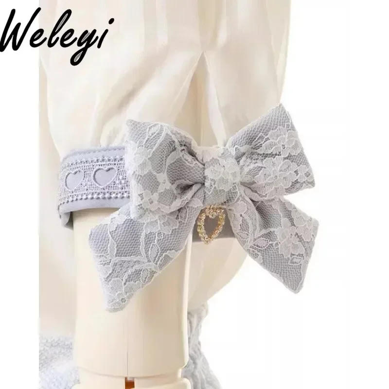 Japanese Sweet Rojita Blouse Woman 2024 Summer Clothes Lace Collar Mine Mass Produced Shoulder Cute Short Sleeve Versatile Shirt