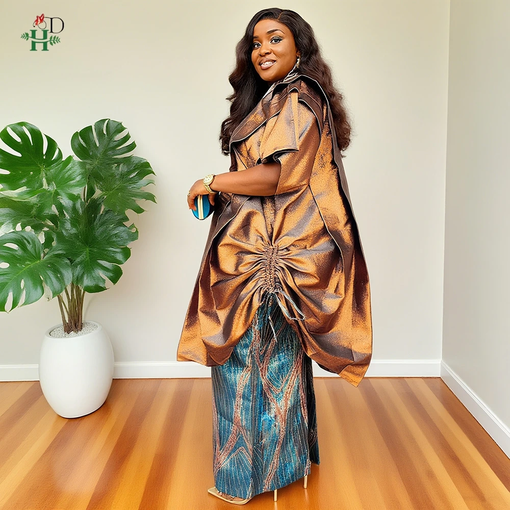فساتين أفريقية للنساء تنورة بوبو صغيرة إسلامية 2 قطعة فستان قفطان عباية مقاس كبير رداء صيفي فاخر ملابس BouBou Djellaba