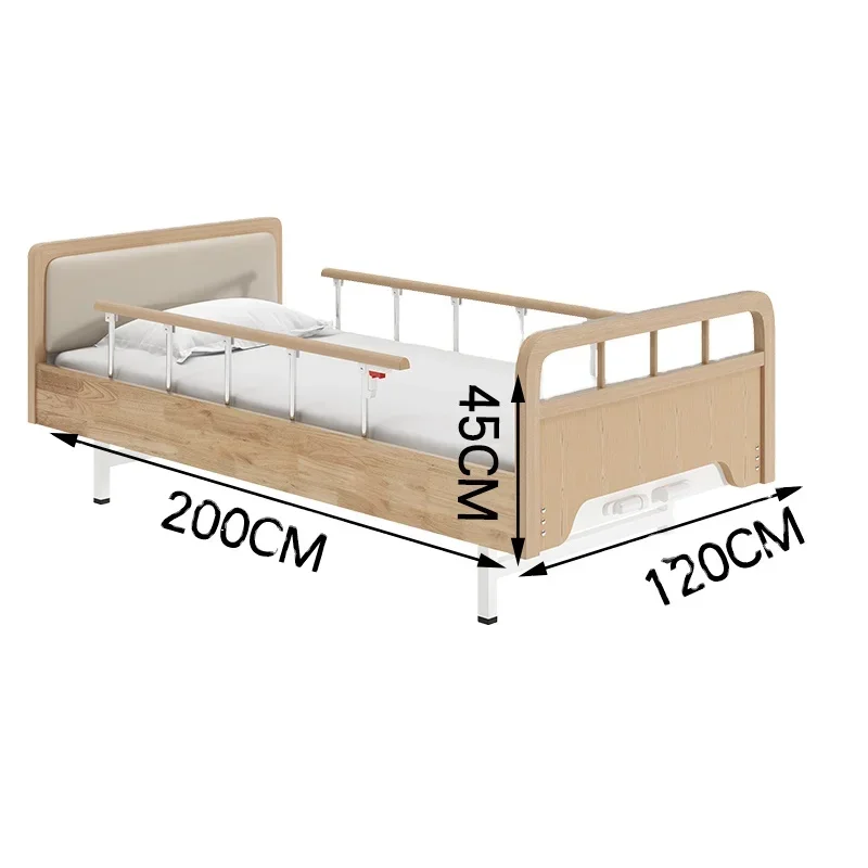 Solid wood nursing home nursing bed double shaker manual bed