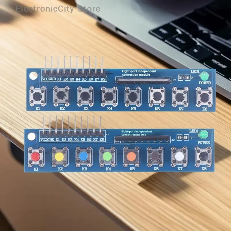LED インジケーター付き ARM 対応 8 ボタン タッチ キー モジュール。Arduino プロジェクトに最適