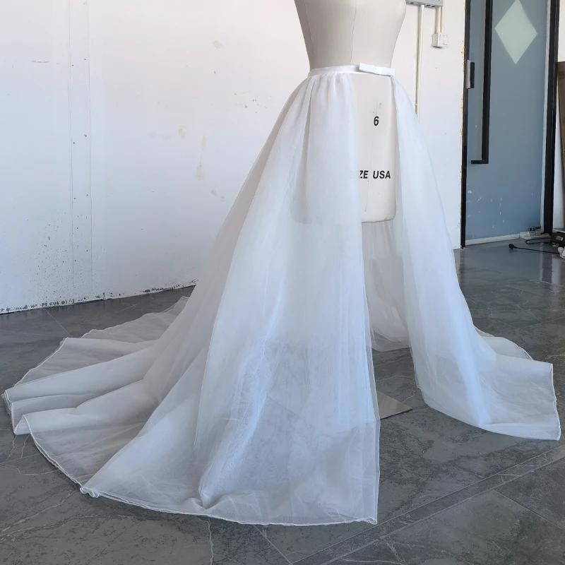 

Tulle Wedding Detachable Train Removable Overskirt for Dresses Waistband Bridal Skirts Front Open Customized