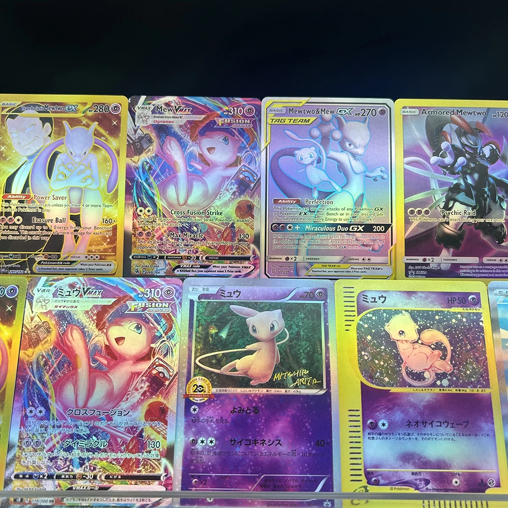 

PTCG Anime DIY Collection Cards 130/240 Ex Vmax Mew Armored Mewtwo Flash Trading Collection Color Flash Card Child Gift