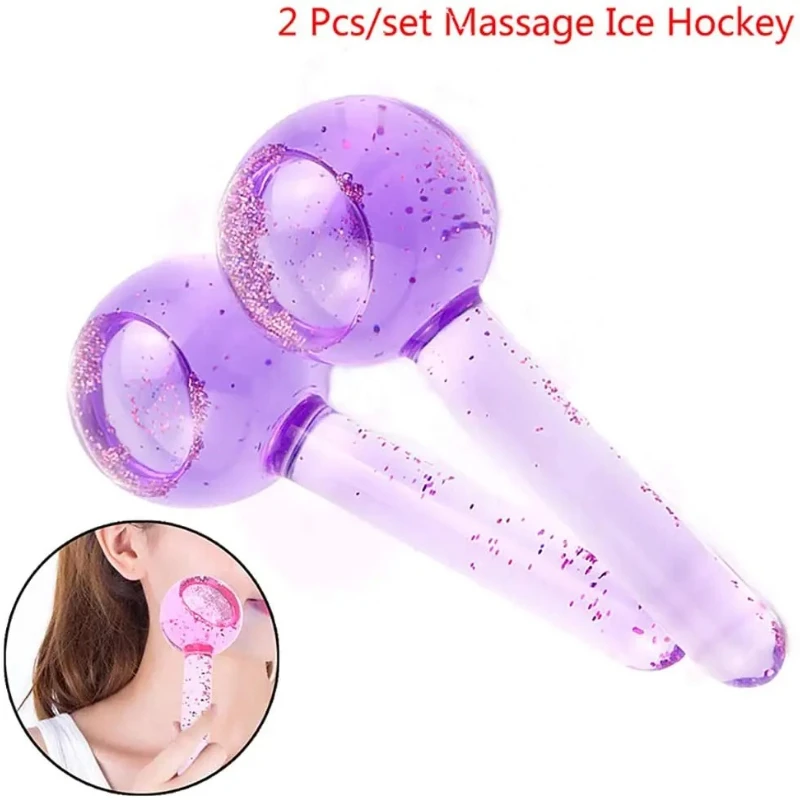 

2pcs/set Ice Hockey Energy Beauty Crystal Ball Facial Cooling Ice Globes Crystal Water Wave Face and Eye Massage Skin Care Tool