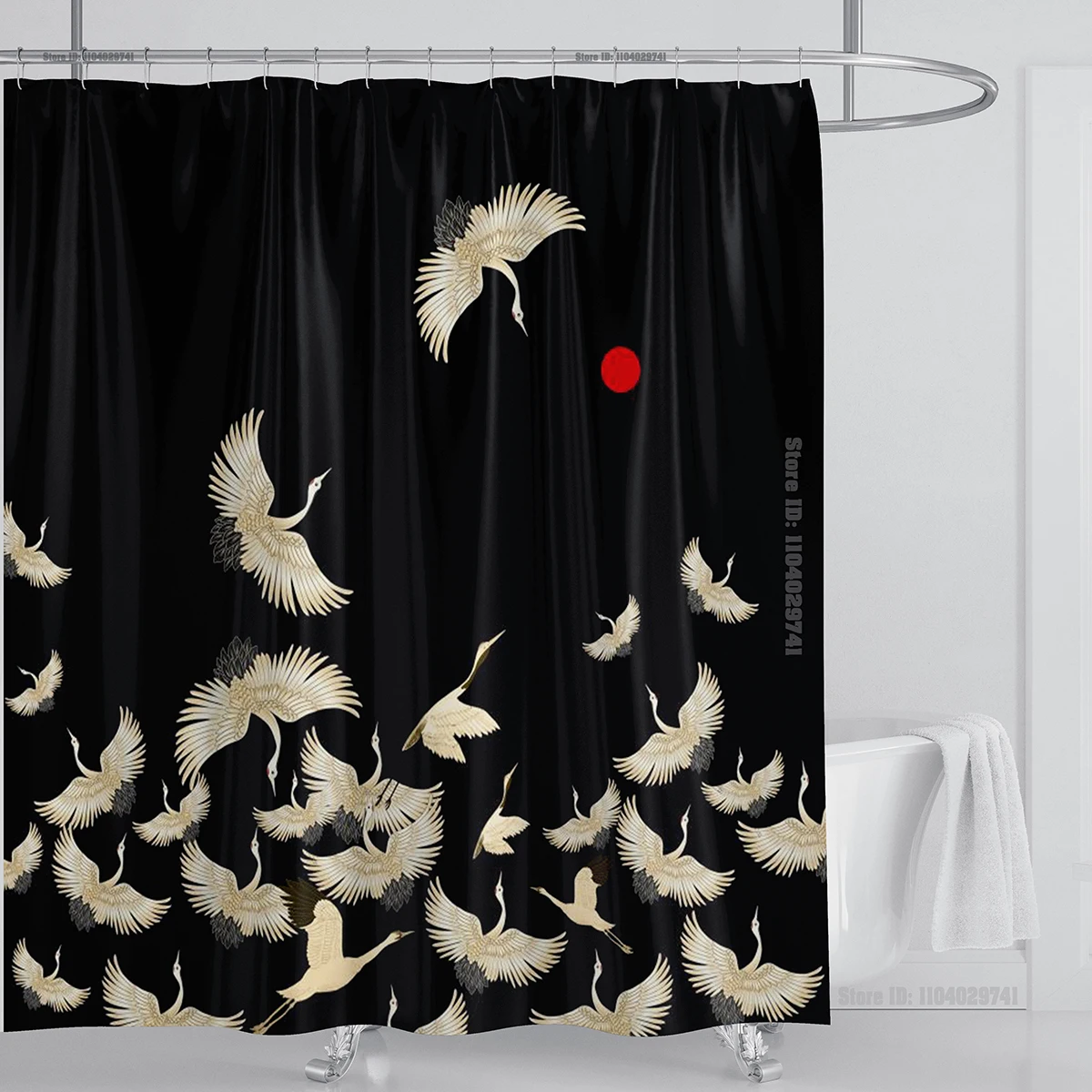 Chinese Style Flower and Birds Tree Shower Curtains crane pattern Bath Curtain Waterproof Bathroom Decor With Hooks 3d Printing