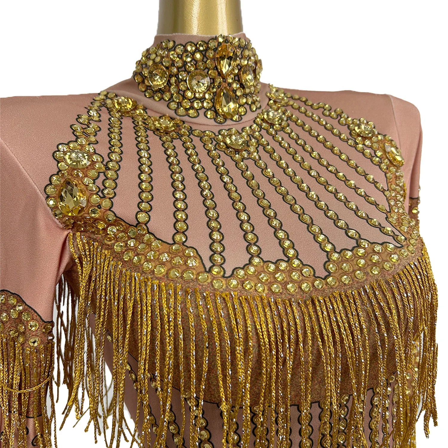 Sexy Rhinestone Tassel Classic Bodysuit Nightclub Stage Performance Jazz Dance Showgirl Outfit Spandex Women Bar Bodysuit Liusu