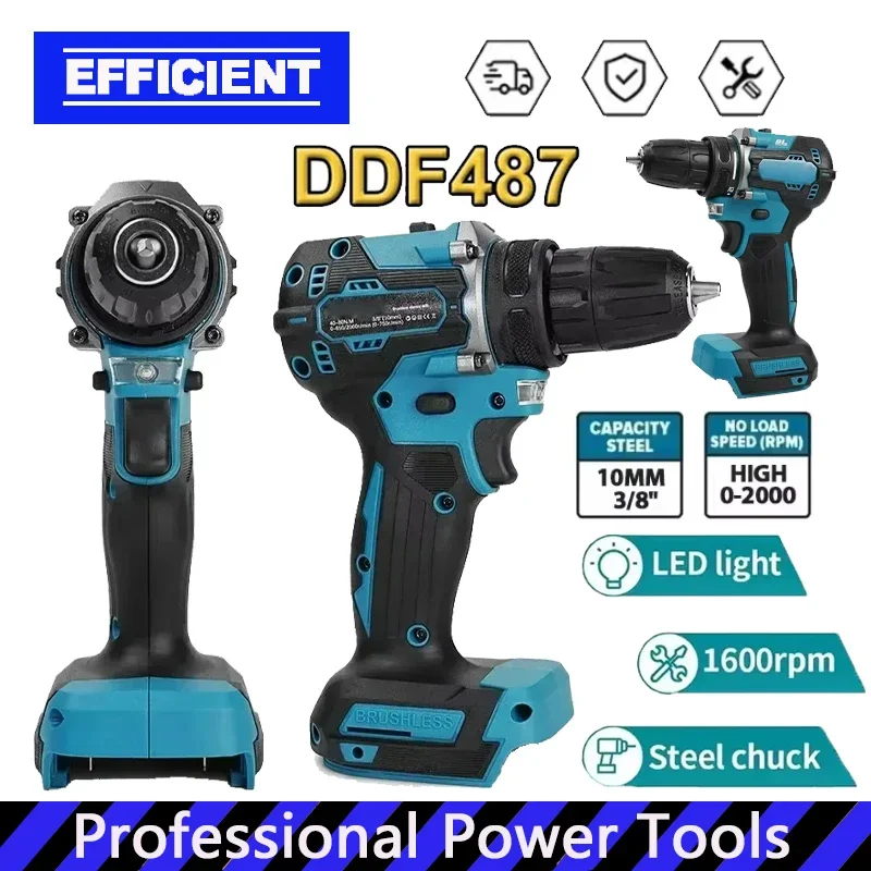 

For Makita 18V Battery DDF487 Suitable for Five-rope Impact Drill of Decoration Team Uses 18V Brushless Electric Drill