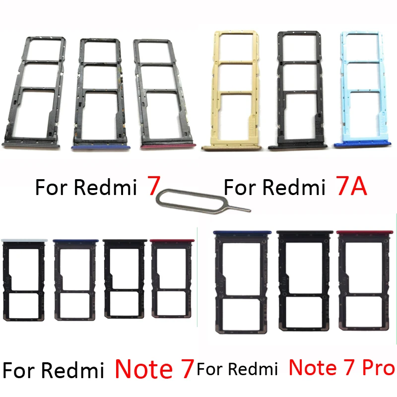 SIM Card Slot Tray For Xiaomi Redmi 7 7A Note 7 Pro Phone New SIM Chip SD Card Holder Drawer For Redmi Note 7 Pro