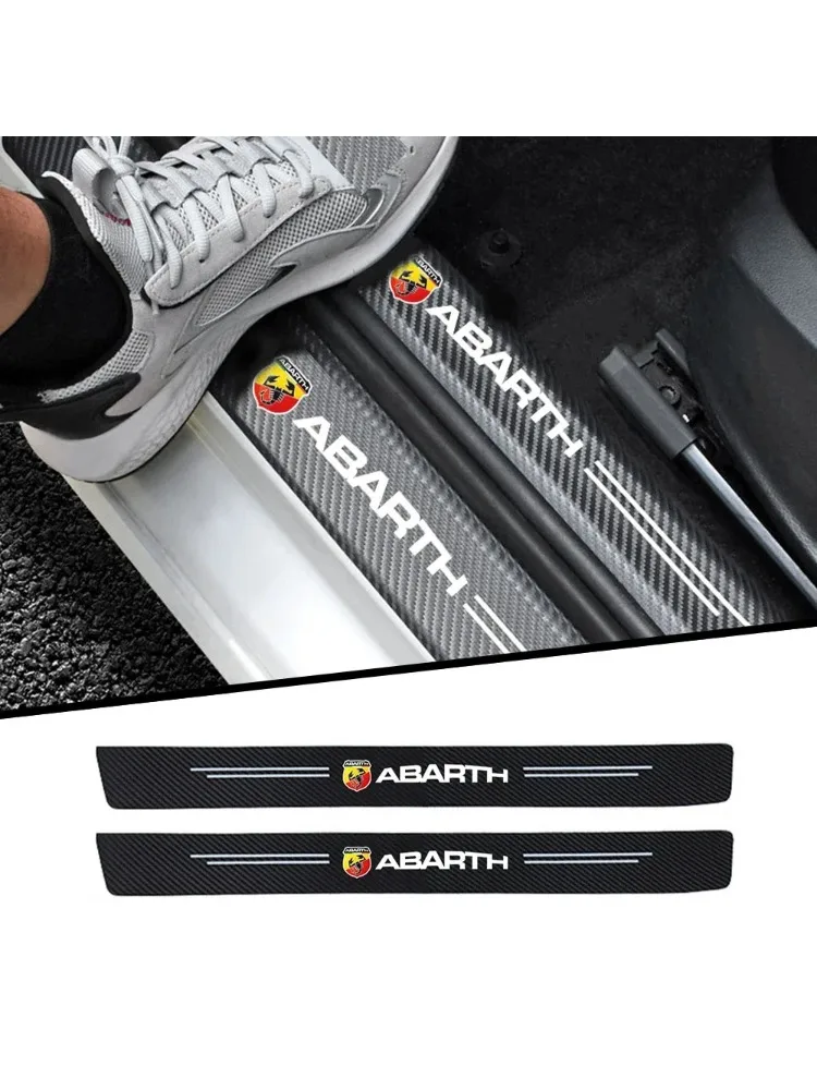 Autocollants en Fiber de carbone pour décoration de plaque de seuil de porte de voiture, pour FIAT Abarth 500 Panda Bravo Punto Tipo Linea Ducato Freemont