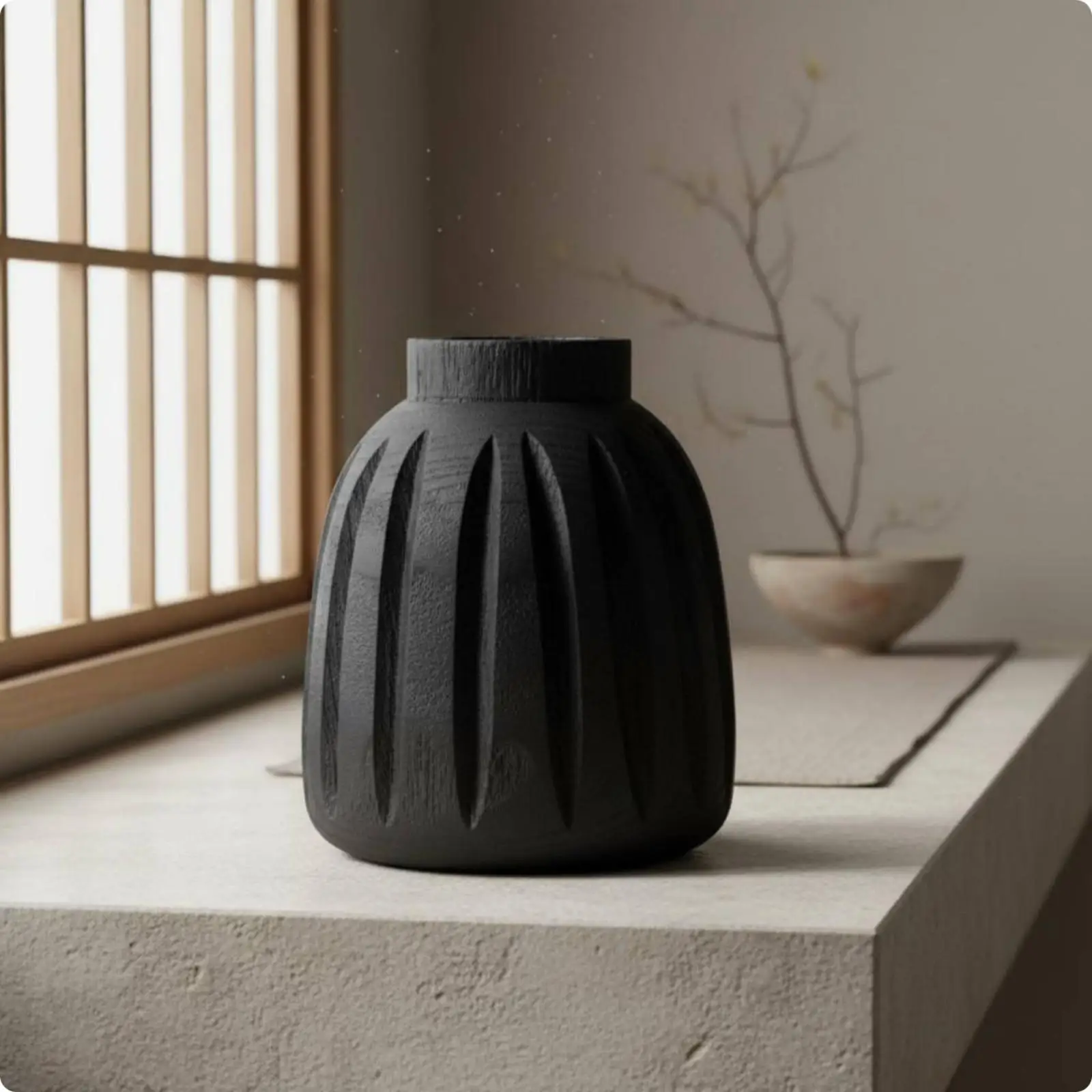 Rustic Simplicity Vase Artistic Outline Wooden Vase Textured Finish