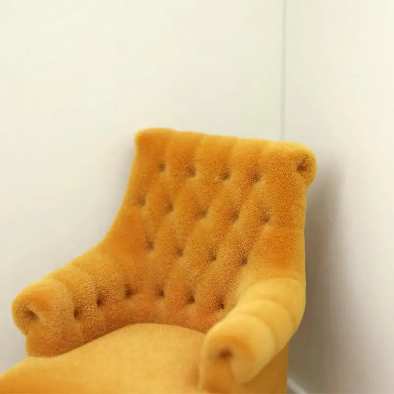1Pcs Mini Sofa Chair 112 120 125 130 Scale Dollhouse Flocked Armchair for DIY House Scene Decoration