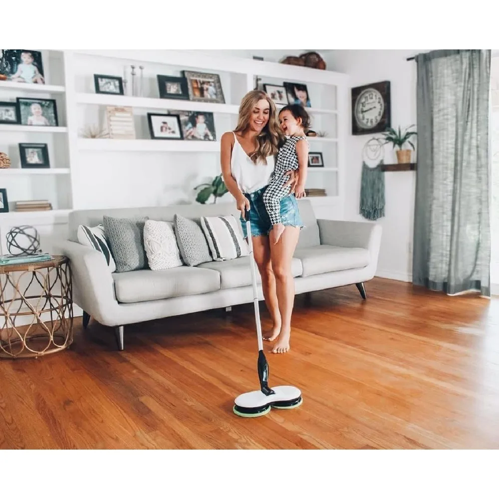 Электрическая швабра для чистки пола, аккумуляторная швабра с вращающимся двигателем для паркетной плитки, ламината, ежедневной очистки пола