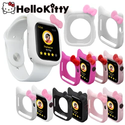 Hello Kitty Bow Cat Soft Silicone Band cartoon Case For Apple Watch Series 7 SE 6 5 4 3 2 1 Cover for iwatch 38 40 41 42 44 45MM