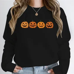 Śmieszne Halloweenowe bluzy damskie Dynia Duch Jesienna bluza z kapturem Vintage Dynia Halloween Niezbędna bluza damska