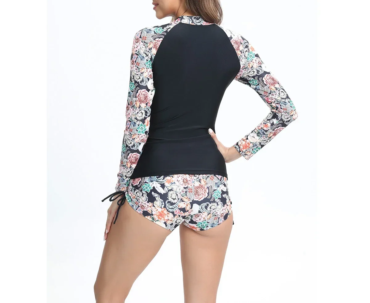 HIAVAVA 2 قطعة ملابس السباحة طويلة الأكمام ملابس السباحة تصفح الرياضة بركة بحر لباس سباحة مع السراويل الإناث Tankini مجموعة