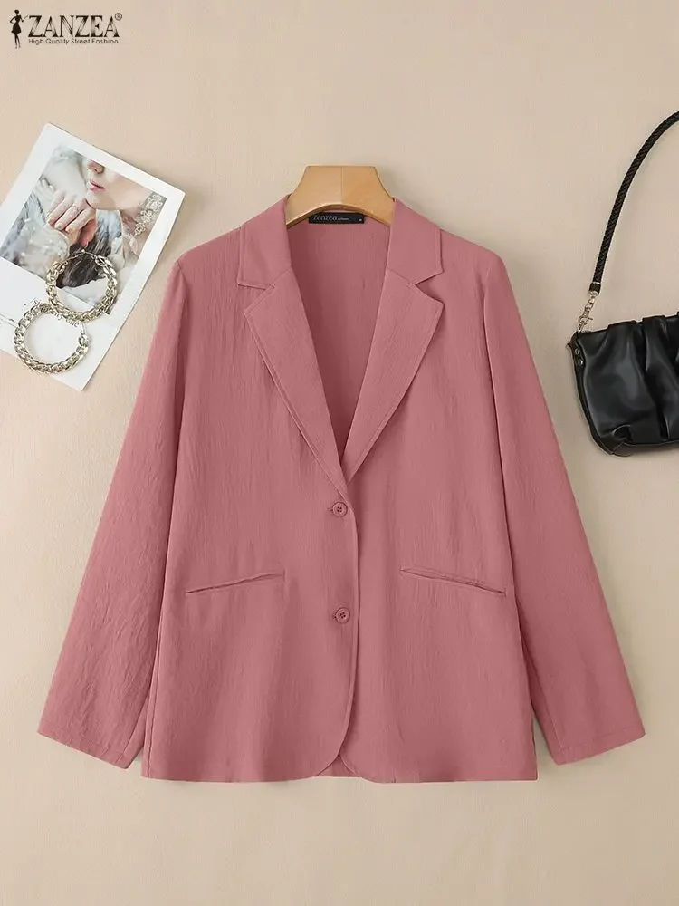 سترة أنيقة بأكمام طويلة من ZANZEA ملابس خارجية عصرية للسيدات لخريف 2025 أزرار غير رسمية معاطف خارجية للمكتب والشارع معاطف صلبة